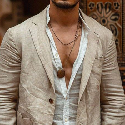 Vintage Casual Single Breasted Linen Blazer