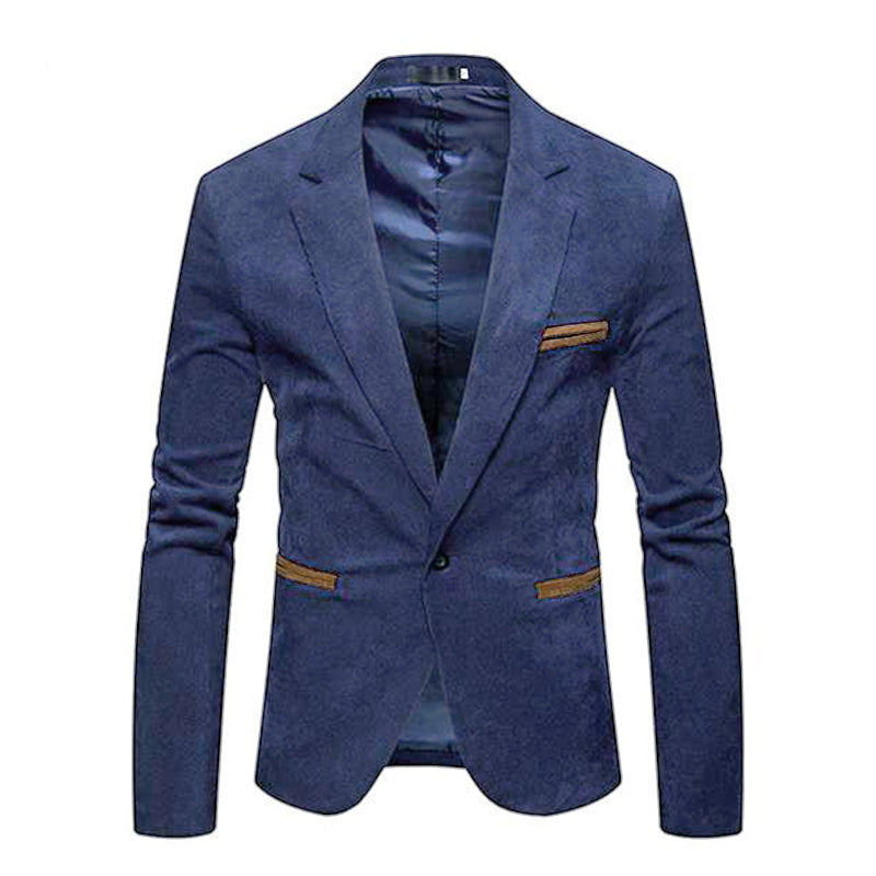 Casual Contrast Lapel Corduroy Blazer