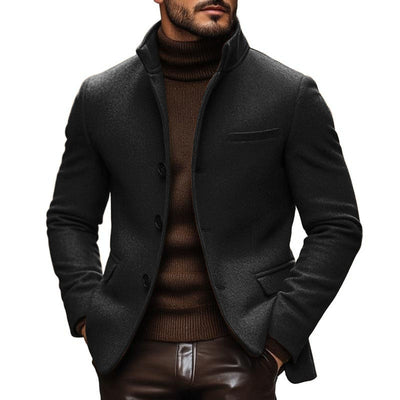Vintage Wool Blend Stand Collar Single Breasted Slim Blazer