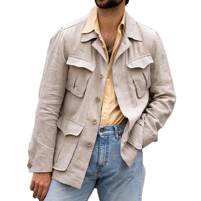 Cotton and Linen Casual Multi-pocket Blazer