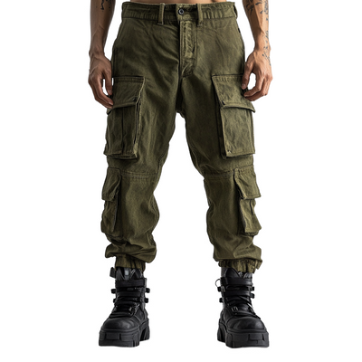 Men's Fashion Distressed Washed Multi-pocket Cargo Pants 78581586Z