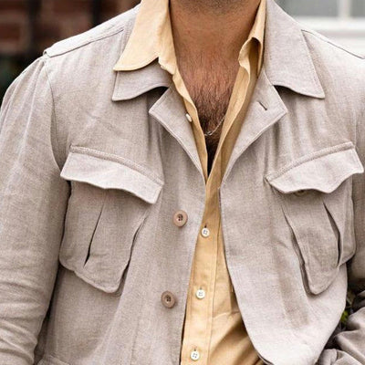 Cotton and Linen Casual Multi-pocket Blazer