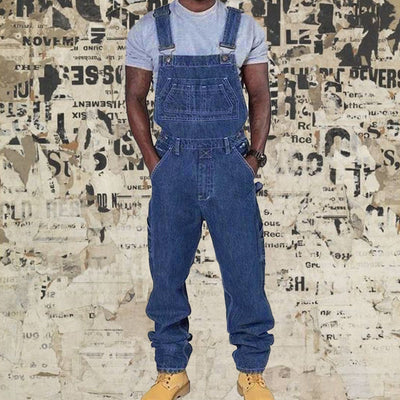 Men's Casual Denim Multi-pocket Loose Overalls 89142810M