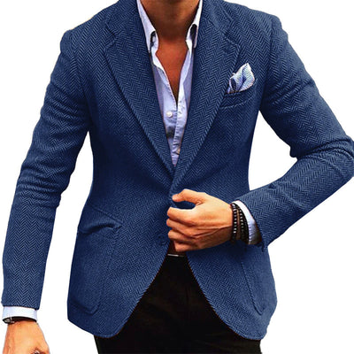 Vintage Herringbone Lapel Single Breasted Blazer