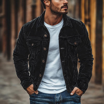 Men's Vintage Velvet Lapel Single Breasted Slim Fit Jacket