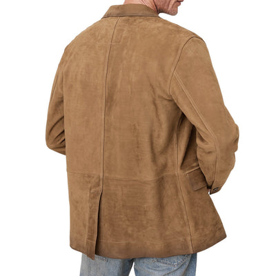 Vintage Suede Notched Lapel Single Breasted Blazer