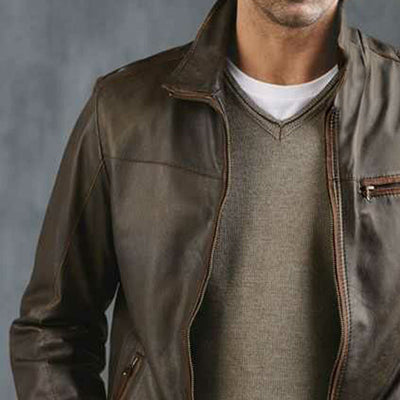Men's Vintage Zipper Leather Jacket