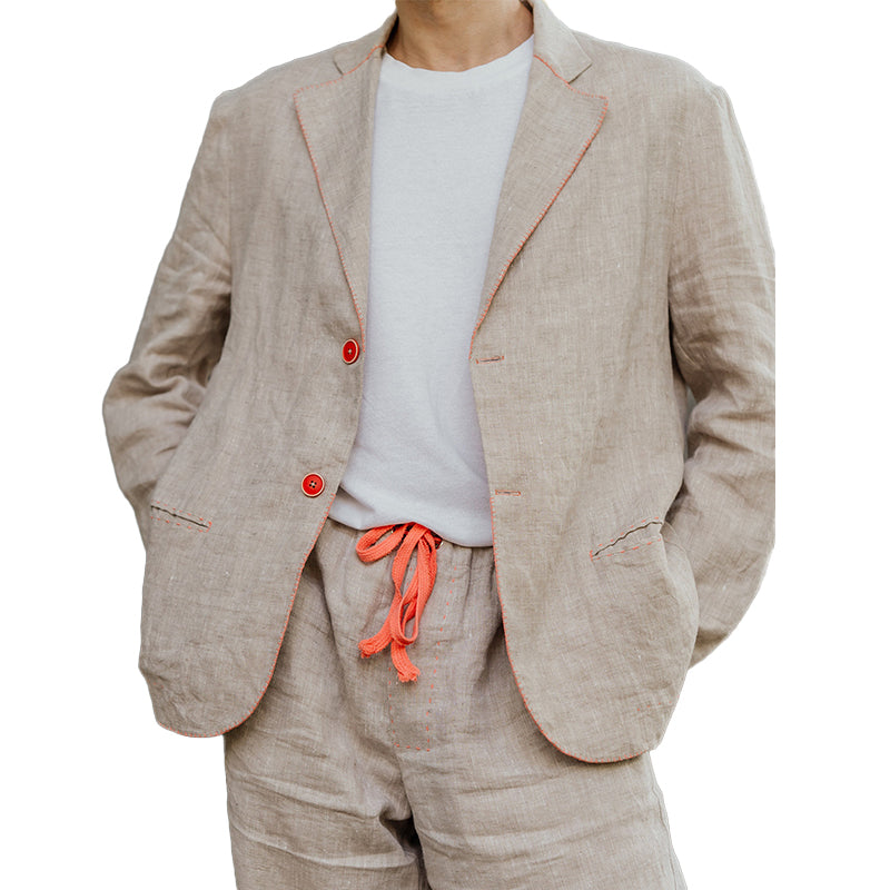 Cotton and Linen Contrast Blazer