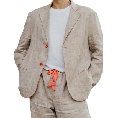 Cotton and Linen Contrast Blazer