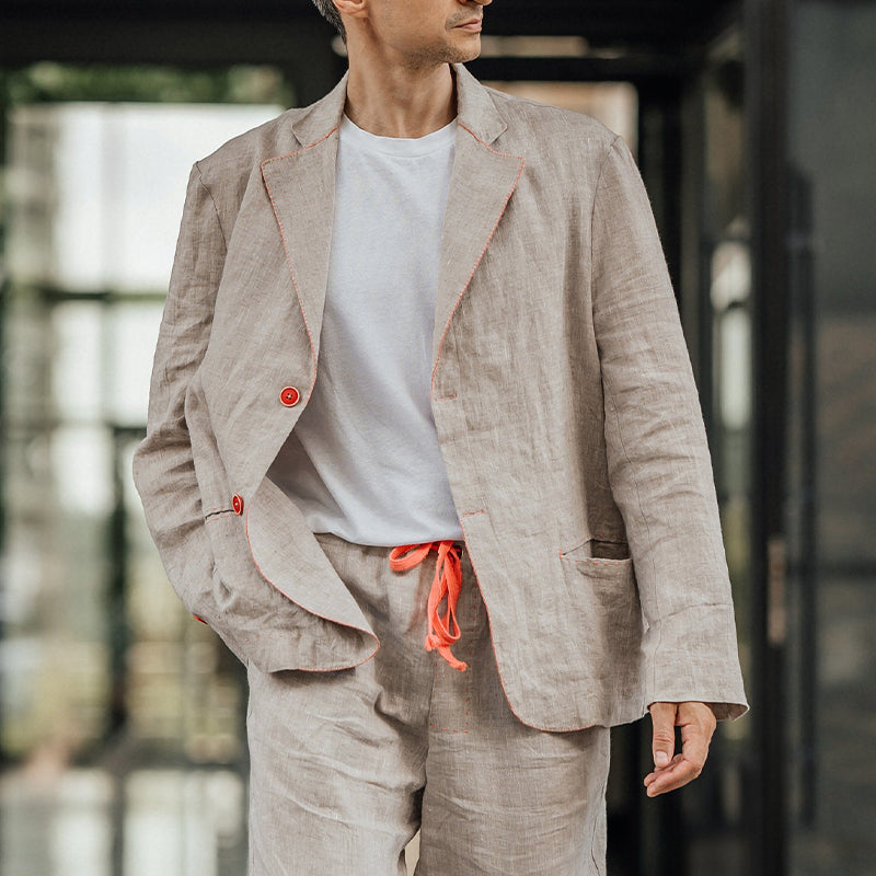 Cotton and Linen Contrast Blazer