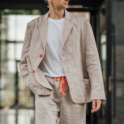 Cotton and Linen Contrast Blazer