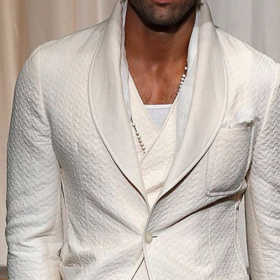 Vintage White Lapel Two Button Blazer