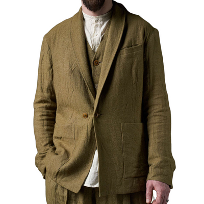 Vintage Shawl Collar Cotton and Linen Blazer