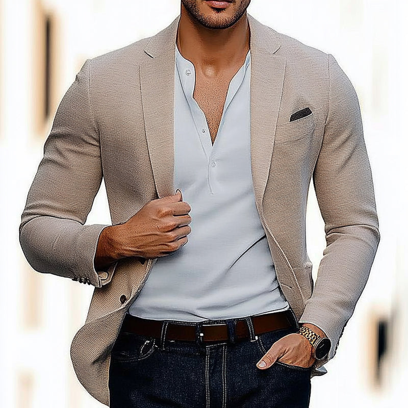 Solid Color Casual Button Blazer