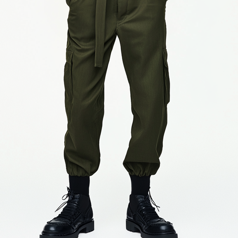 Men's Solid Color Lapel Long Sleeve Multi-pocket Cargo Jumpsuit 29998184Z