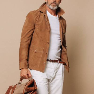 Men's Soft Suede Lapel Multi-pocket Single Breasted Jacket