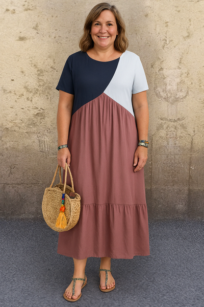Casual Patchwork Tummy Covering Dress | KEA