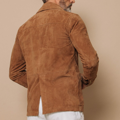 Men's Soft Suede Lapel Multi-pocket Single Breasted Jacket