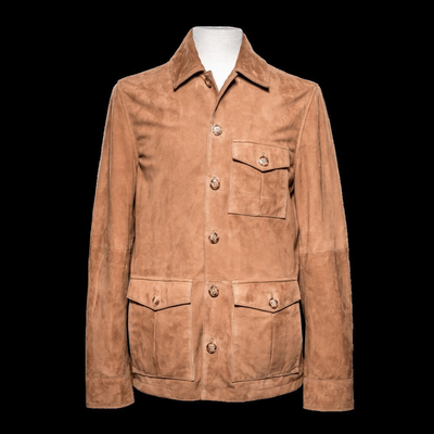 Men's Soft Suede Lapel Multi-pocket Single Breasted Jacket