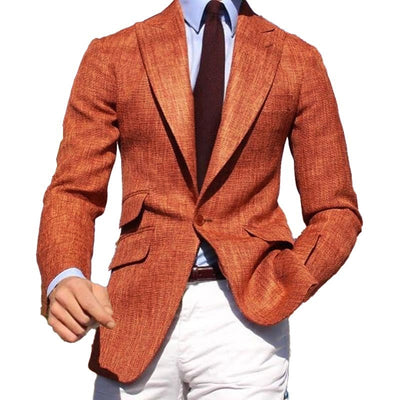 Solid Color Lapel Cotton and Linen Blazer