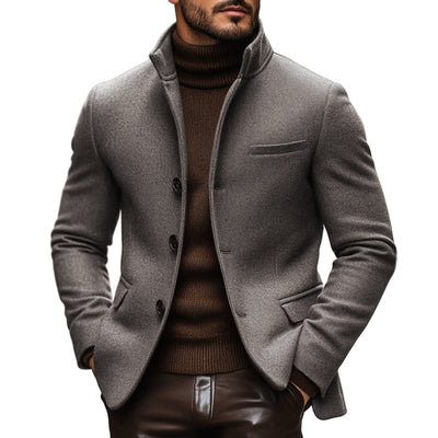 Vintage Wool Blend Stand Collar Single Breasted Slim Blazer