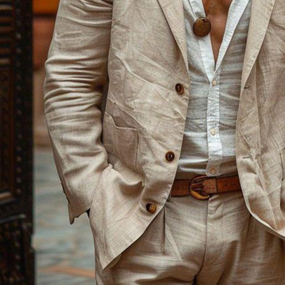 Vintage Casual Single Breasted Linen Blazer