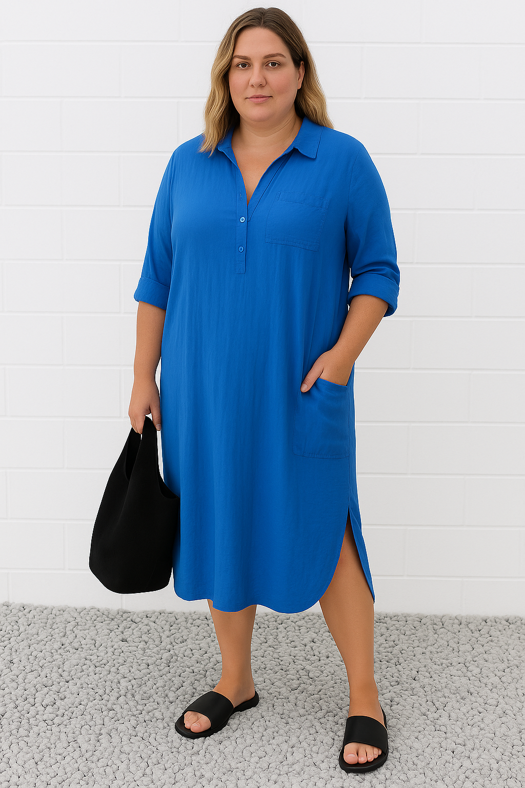 Half-Button Tummy Covering Dress | TOKYO