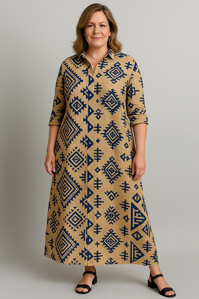 Geometric Tummy Covering Dress | LILAC