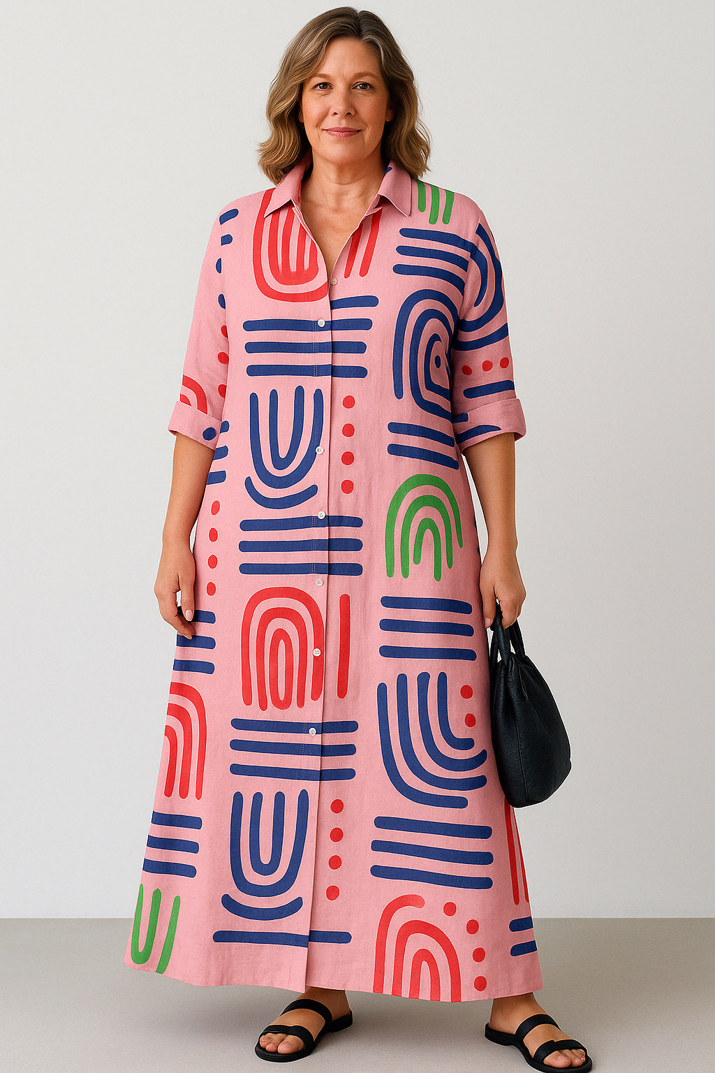 Geometric Tummy Covering Dress | LILAC