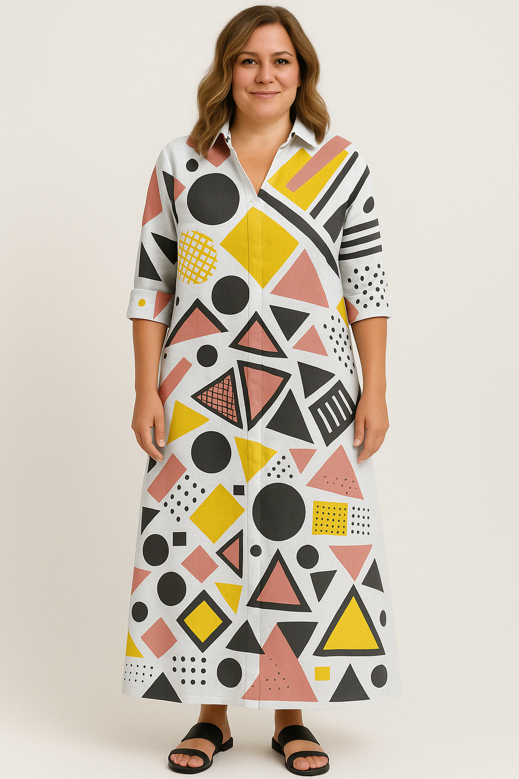 Geometric Tummy Covering Dress | LILAC