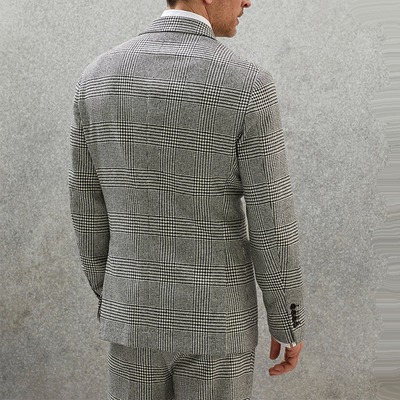 Vintage Lapel Plaid Herringbone Blazer
