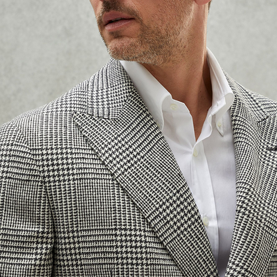 Vintage Lapel Plaid Herringbone Blazer