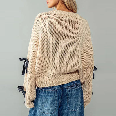 Bow Loose-Knit Cardigan