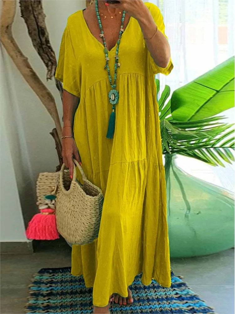 V-Neck Tummy Covering Dress | ROME