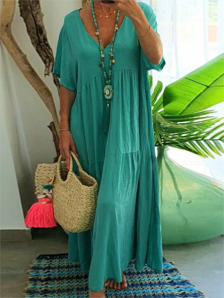 V-Neck Tummy Covering Dress | ROME