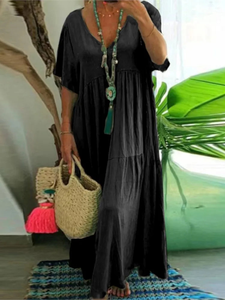 V-Neck Tummy Covering Dress | ROME