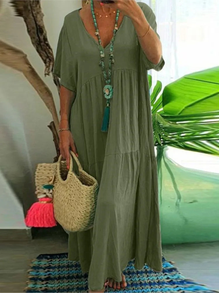 V-Neck Tummy Covering Dress | ROME