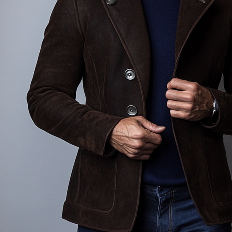 Vintage Suede Single Breasted Blazer