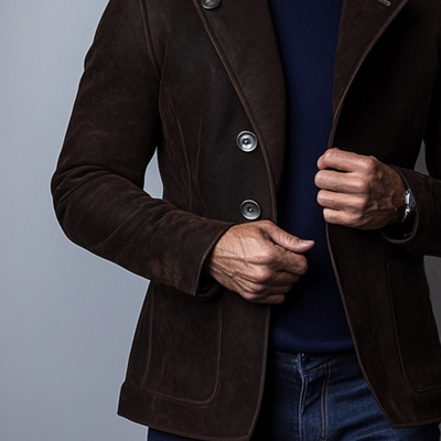 Vintage Suede Single Breasted Blazer