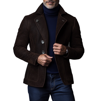 Vintage Suede Single Breasted Blazer