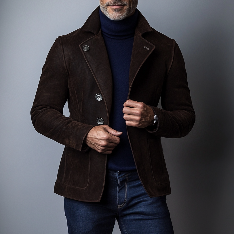 Vintage Suede Single Breasted Blazer