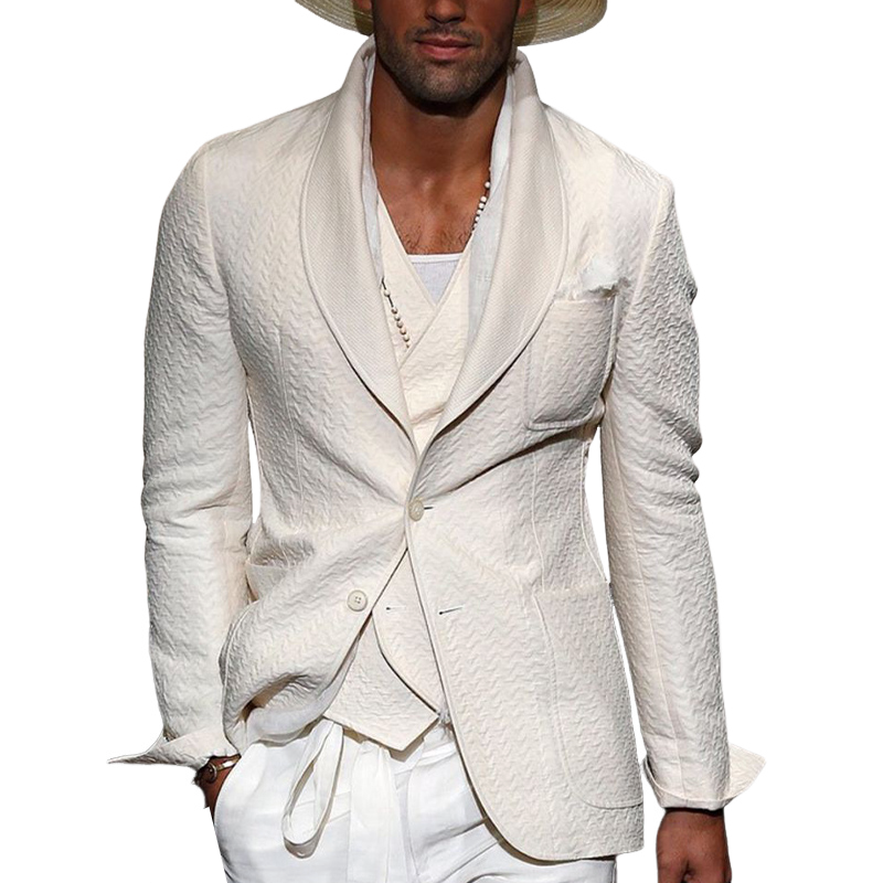Vintage White Lapel Two Button Blazer