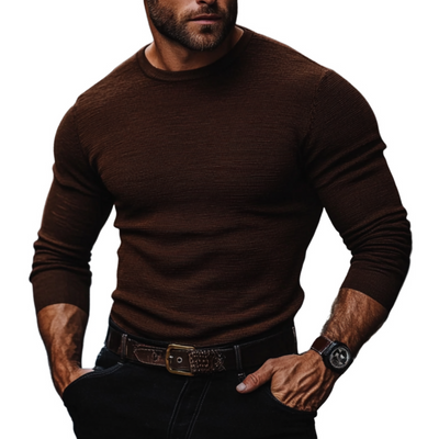 Men's Casual Round Neck Slim Fit Knitted Sweater 37882067M
