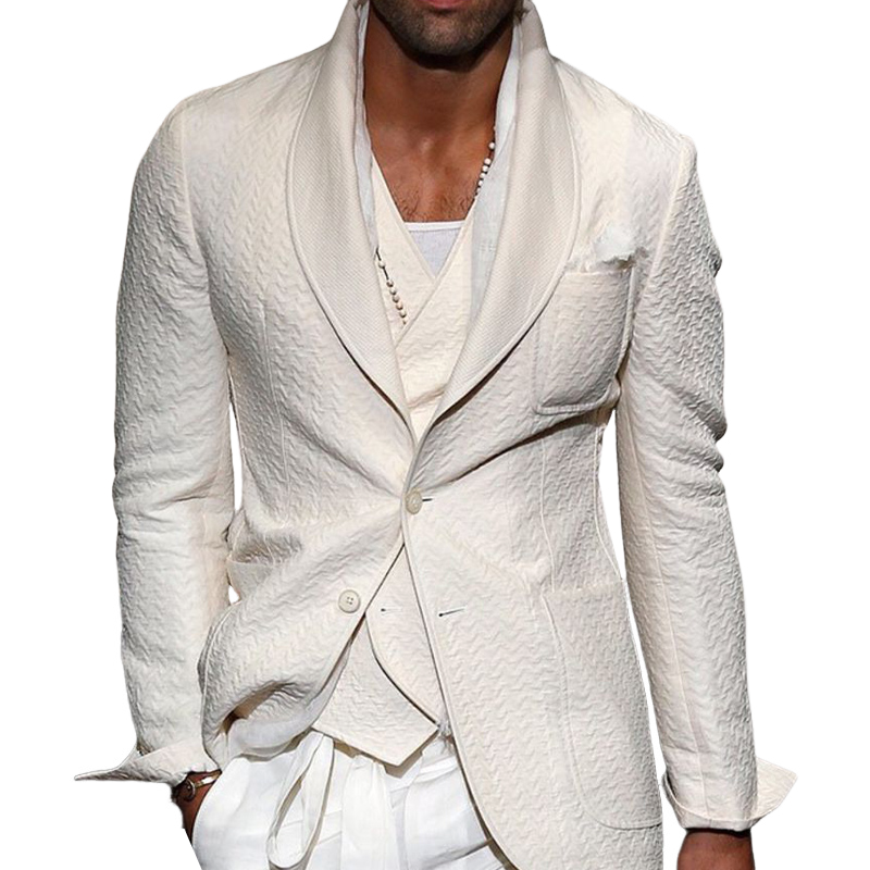 Vintage White Lapel Two Button Blazer