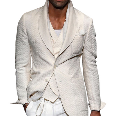 Vintage White Lapel Two Button Blazer