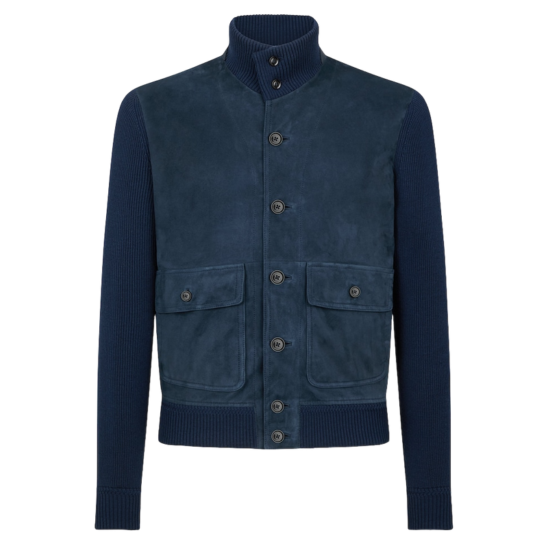 Men's Vintage Fashion Suede Stand Collar Jacket