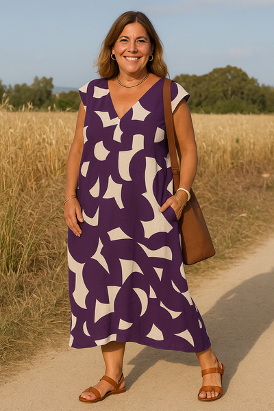 Abstract Tummy Covering Dress | ZEBRA