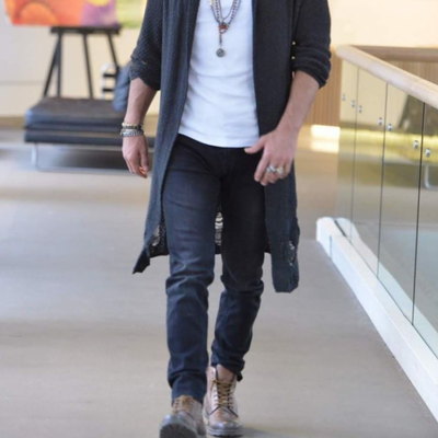 Men's Classic Casual Slim Fit Waffle Length Knee Cardigan 40004158K