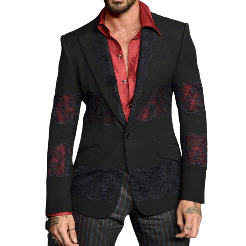 Stylish Retro Lace Patchwork Slim-fit Blazer
