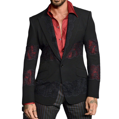 Stylish Retro Lace Patchwork Slim-fit Blazer